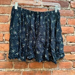 Kimchi Blue Ruched Mini Skirt Navy Floral